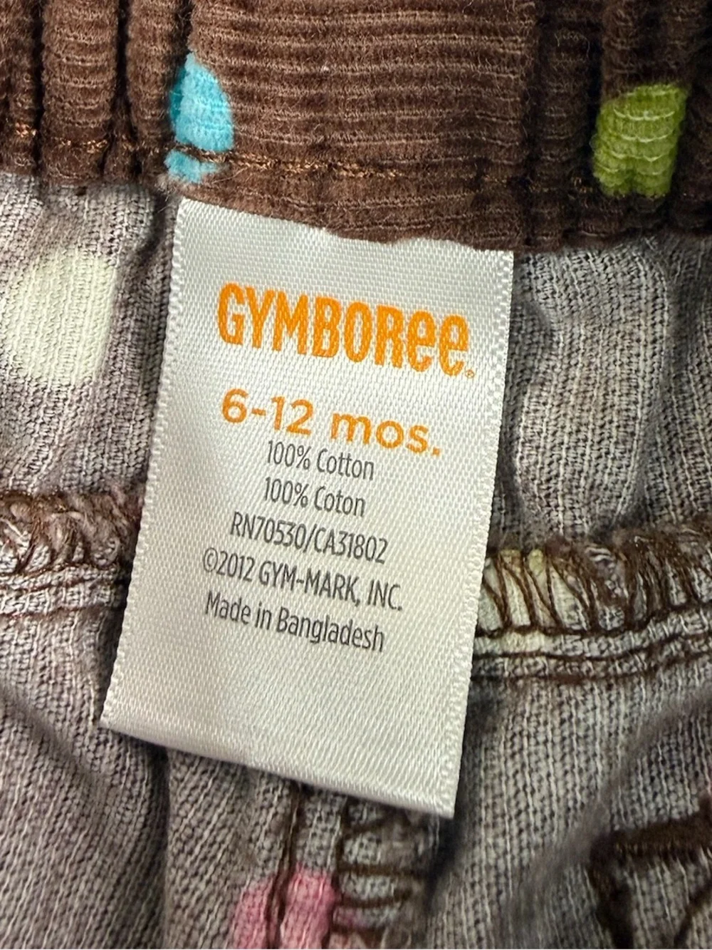 GYMBOREE Winter Polka Dot Girls Corduroy Pants Size 6-12M Bootcut Cottage 2012